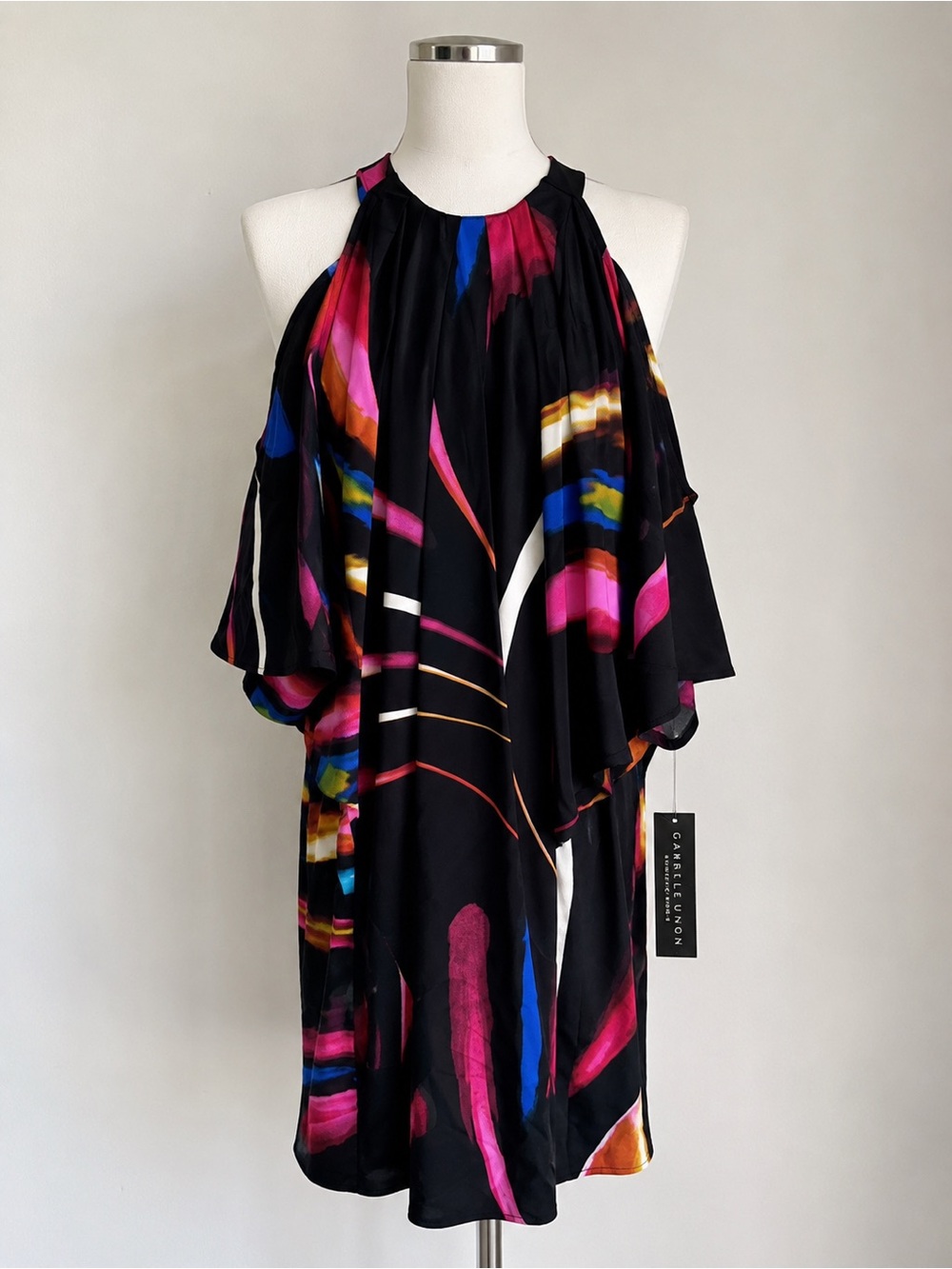 Gabrielle Union Multicolor Cold Shoulder Shift Dress Size Small